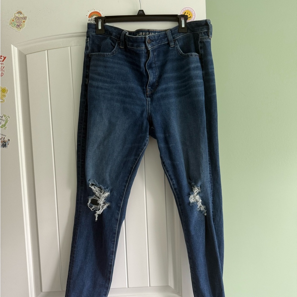 American Eagle Outfitters Blue Distressed Jeggings